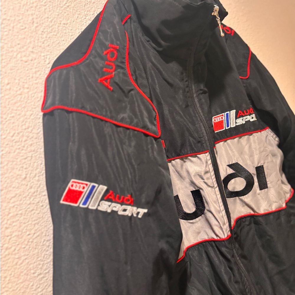 Audi Sport Men's Black and Gray Bomber Jacket - Picture 4 of 6